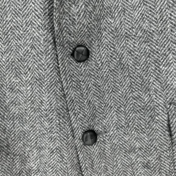 Vintage Wool Mens 44L Sport Coat Tweed Herringbone Jacket Two Button Elbow Patch - Picture 8 of 13